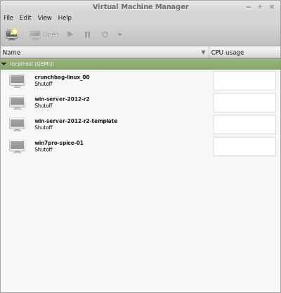 graphic of virt-manger on Linux Mint desktop